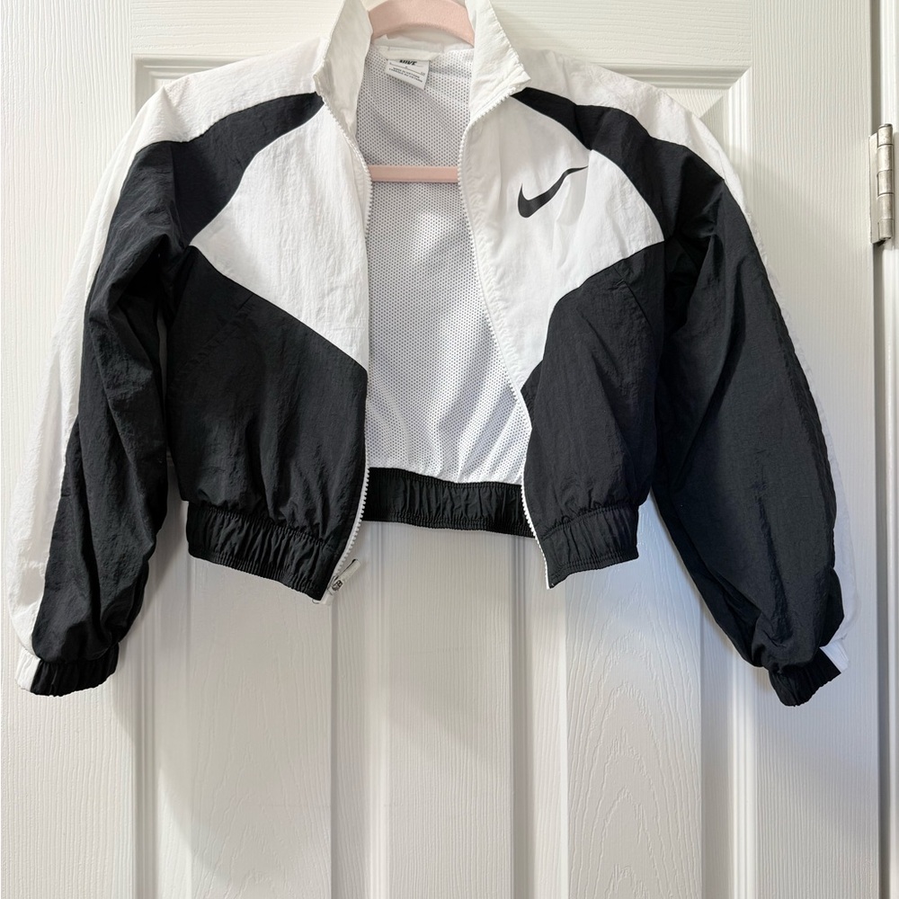 Kids Nike Black and White Windbreaker Jacket